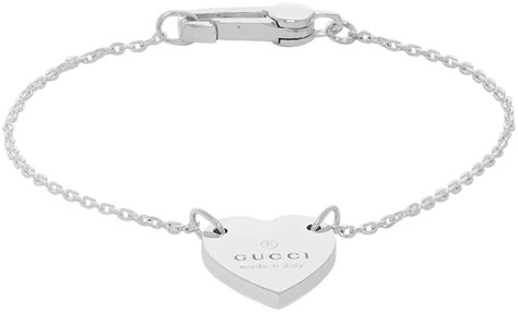 gucci trademark heart silver bracelet